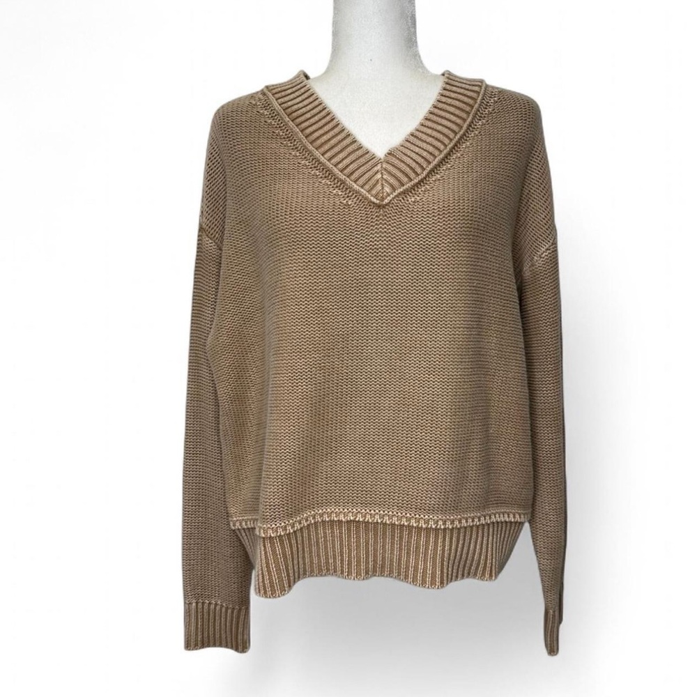 American Eagle Outfitters Light Brown V-Neck Sweater S